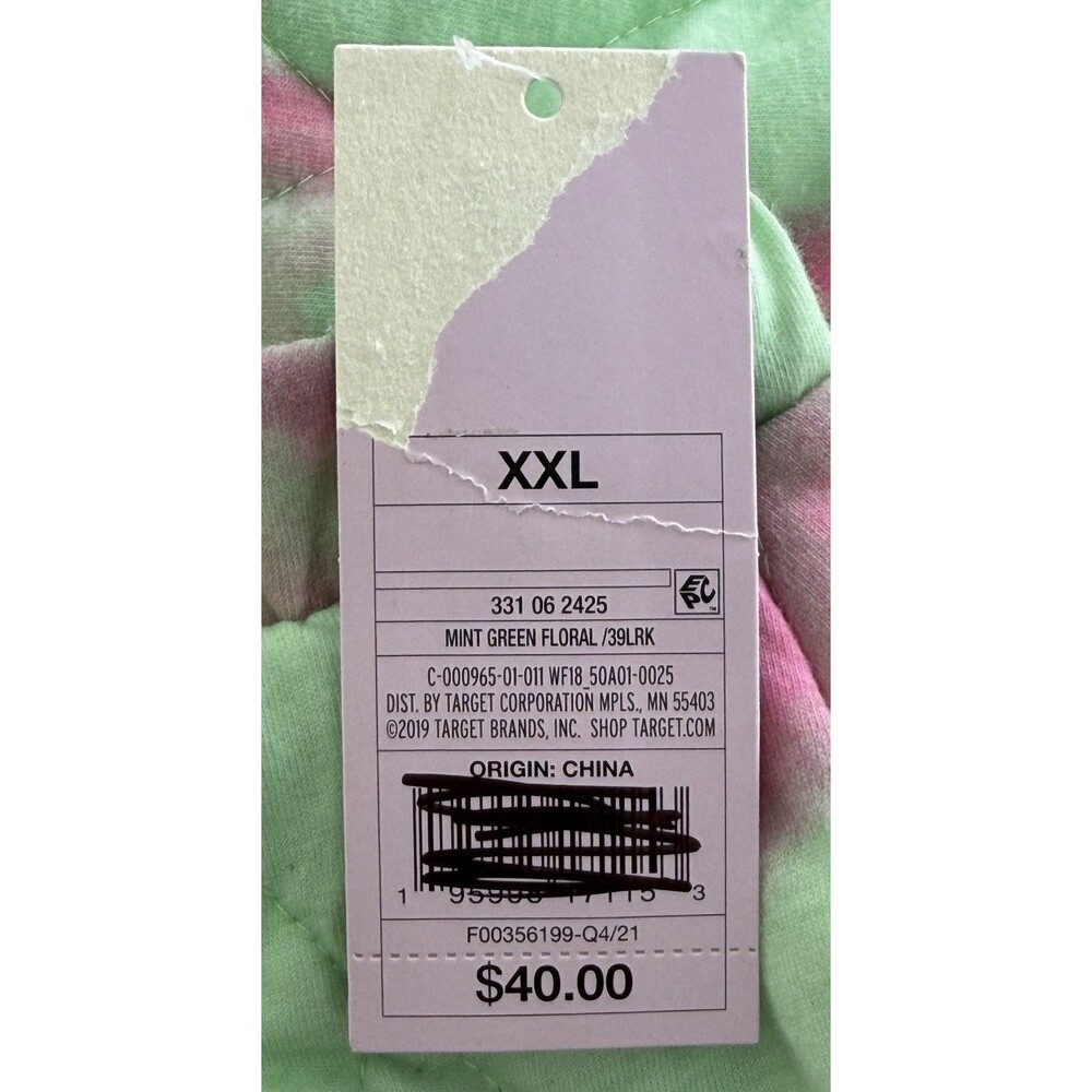 Women’s Mint Green Pink‎ Floral Quilted Hooded Jacket Candycore Whimsical XXL - Picture 7 of 9